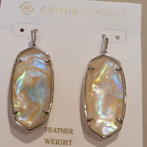 KENDRA SCOTT FACETED IRIDESCENT ELLE EARRINGS ABALONE SILVER RHODIUM